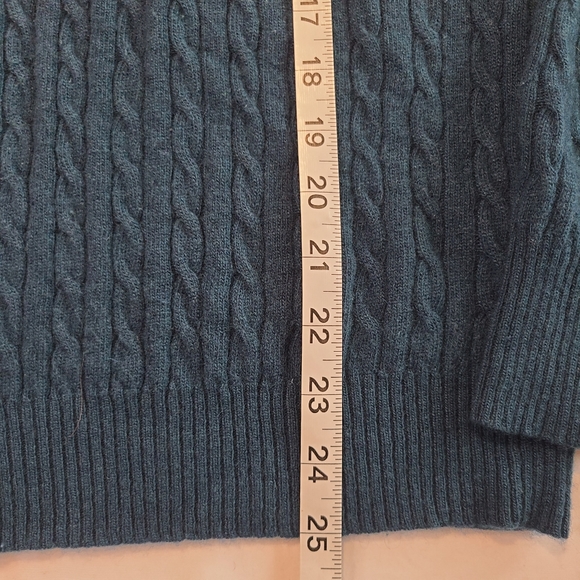 J.Crew Women's Sweater Teal Blue Cable Knit Size Small Wool Blend V-Neck - Picture 3 of 6